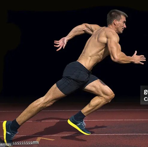 Athlete in explosive sprint — representing peak performance